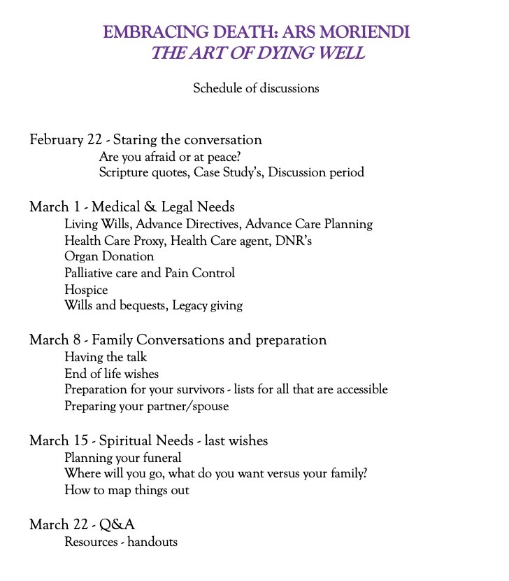 EMBRACING DEATH - Schedule AD